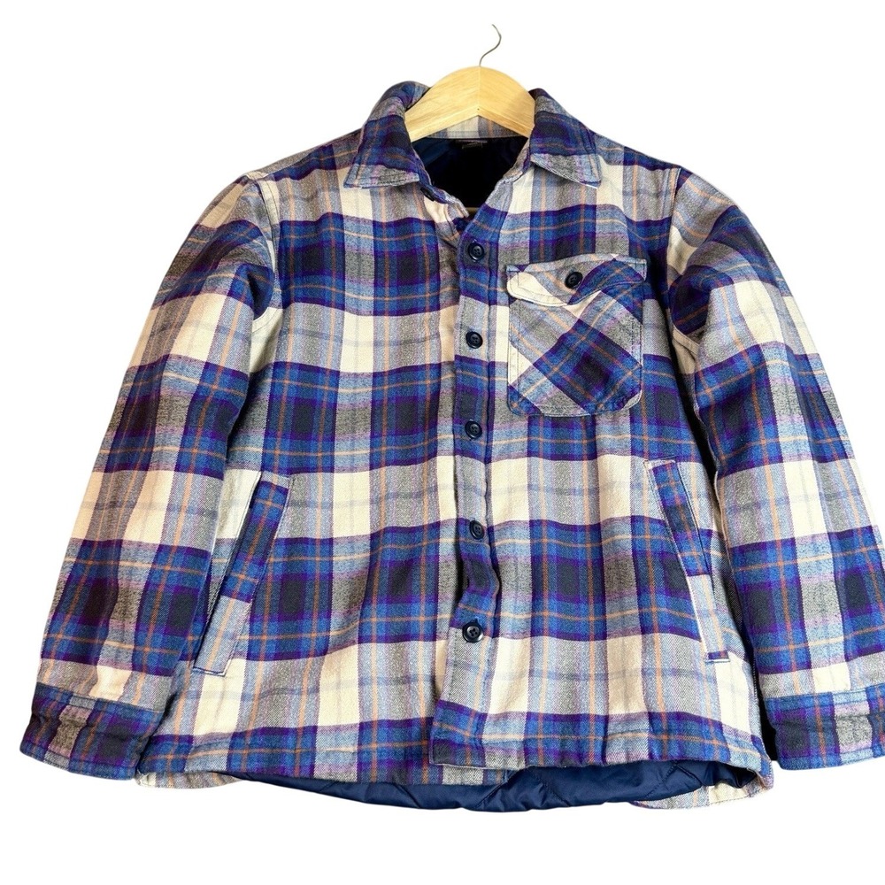 Patagonia Insulated Fjord Flannel Jacket Women M Blue Plaid Thermogreen Shirt